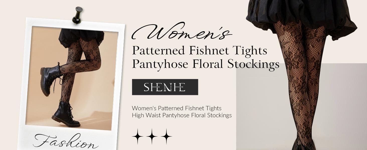Women's Patterned Fishnet Tights High Waist Pantyhose Floral Stockings