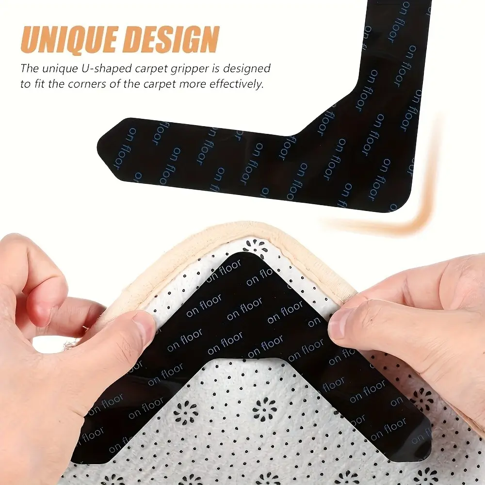 12 Pcs Washable No-Trace Carpet Gripper, Reusable Strong Adhesive, Non-Damaging, Fits Wood & Tile Floors, Festive Decor Fixer