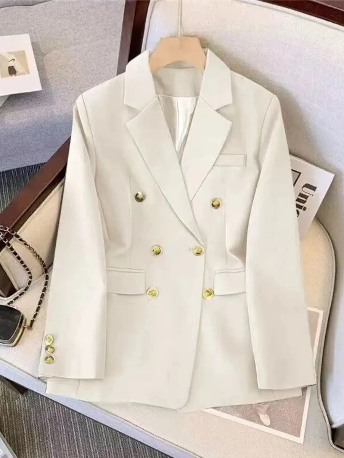 2026 Spring Fall New Large Size Double Row Button Suit Women, Korean Style Professional Jacket, Slim Fit Commuter Blazer