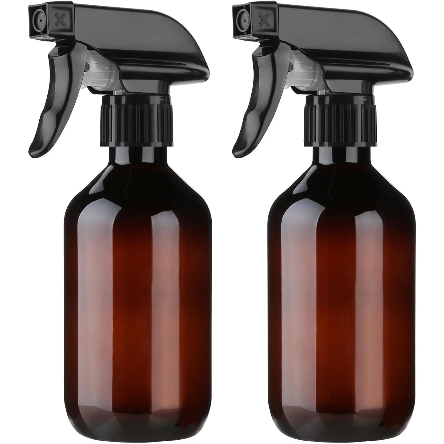 2-Pack Leakproof  Bottles (300ml/10oz) - Adjustable Nozzle for Fine Mist & Jet Stream |  Refillable Plastic Bottles for Hair Styling,  Misting, Cleaning Solutions (Brown)