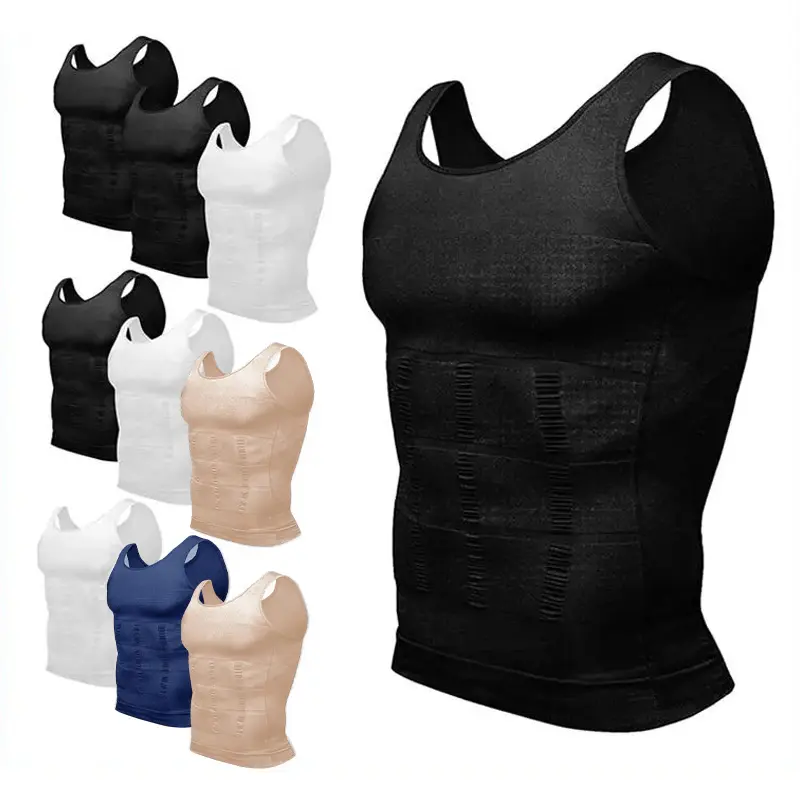 1/2/3PCS Men's Compression Vest Tummy Control Undershirts Shaping Vest,Men Sleeveless Shirt Shapewear, Sport Vest,Men Breathable Round Neck Compression Tank Top Men Shirt For Running Workout Fitness Basketball,Menswear Underwear For All Seasons