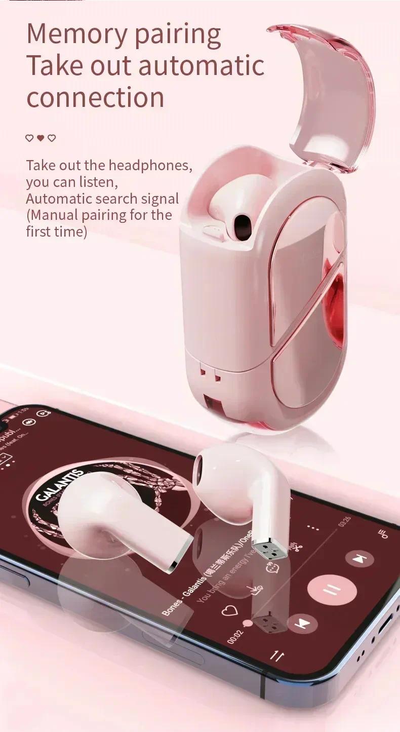 NEW Wireless Earbuds Stereo Earphone Rotatable Love Heart Shaped Charging Case Low Latency Headphones For Phone Tablet Deep Bass audio music video small ear tws in-ear