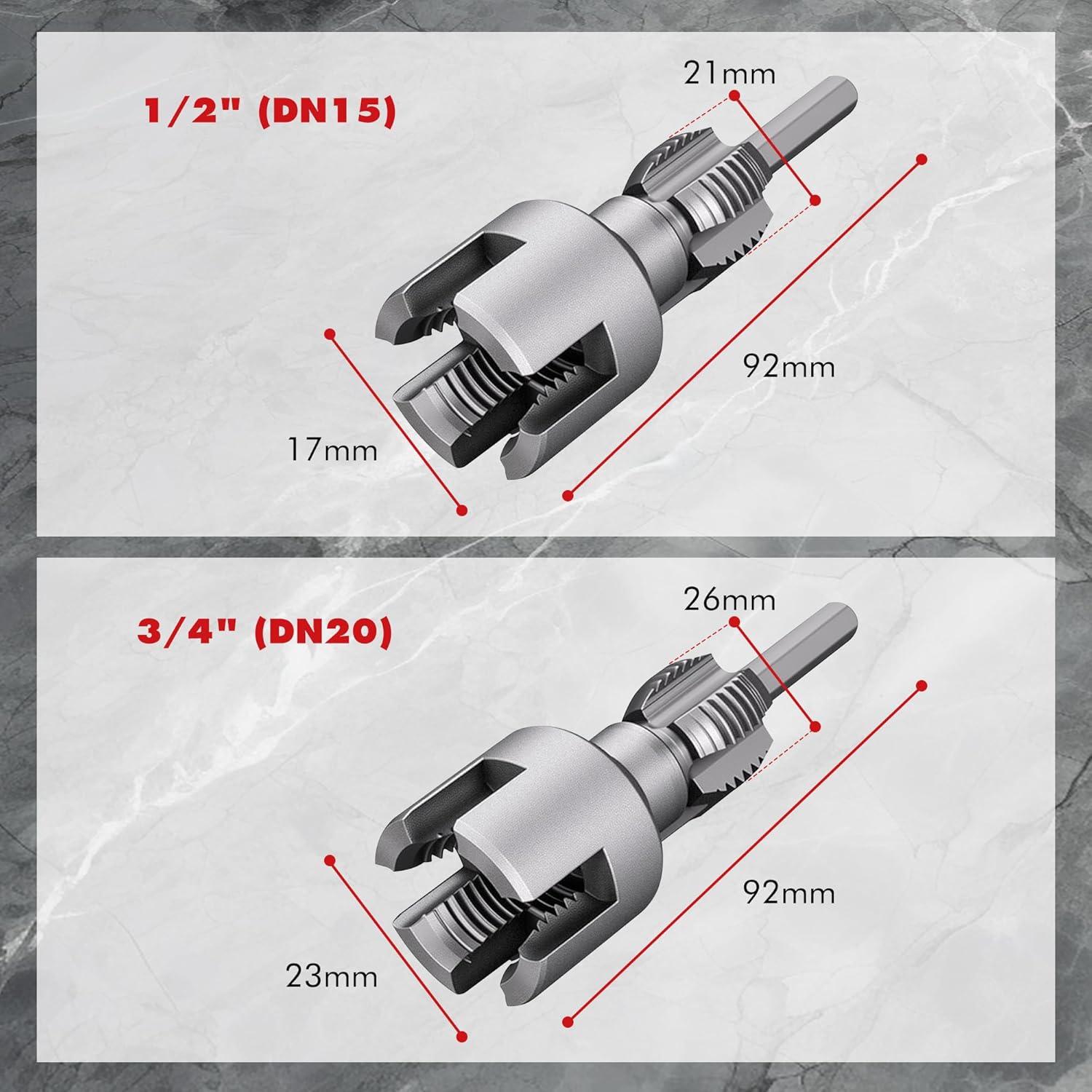 3PCS 1/2'' 3/4'' 1" PPR PVC Pipe Thread Cutting Tool Set, Integrated Internal & External Screw Tools Upgrade for DIY Plumbing Repair, Durable Design, Pipe Threading Tool 3PCS 1/2'' 3/4'' 1" PPR PVC Pipe Thread Cutting Tool Set, Integrated Internal & External Screw Tools Upgrade for DIY Plumbing Repair, Durable Design, Pipe Threading Tool