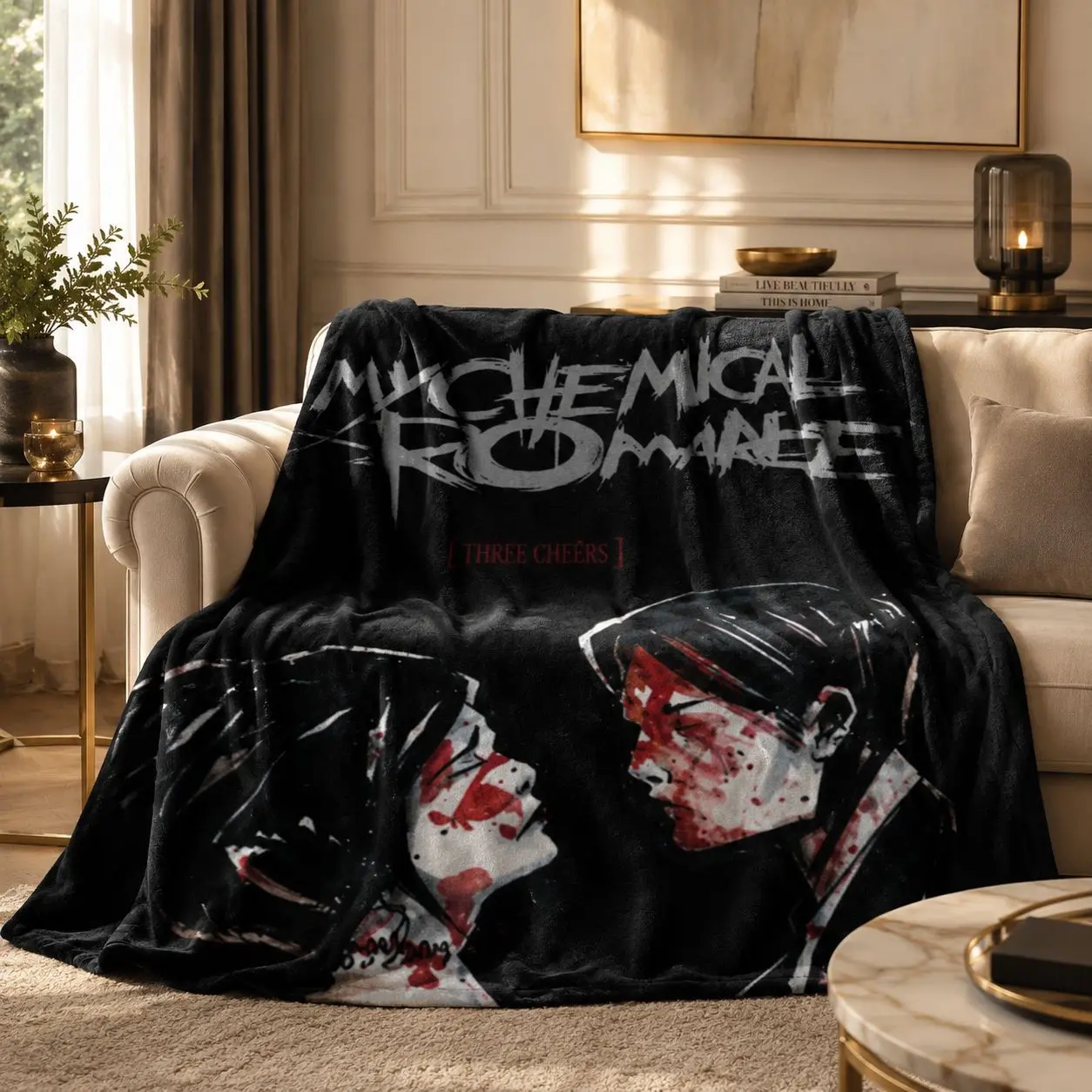 My Chemical Romance Vintage Print Flannel Blanket, Soft Microfiber, Lightweight Warm, All-Season, Ideal for Couch, Bedroom, Office, Camping