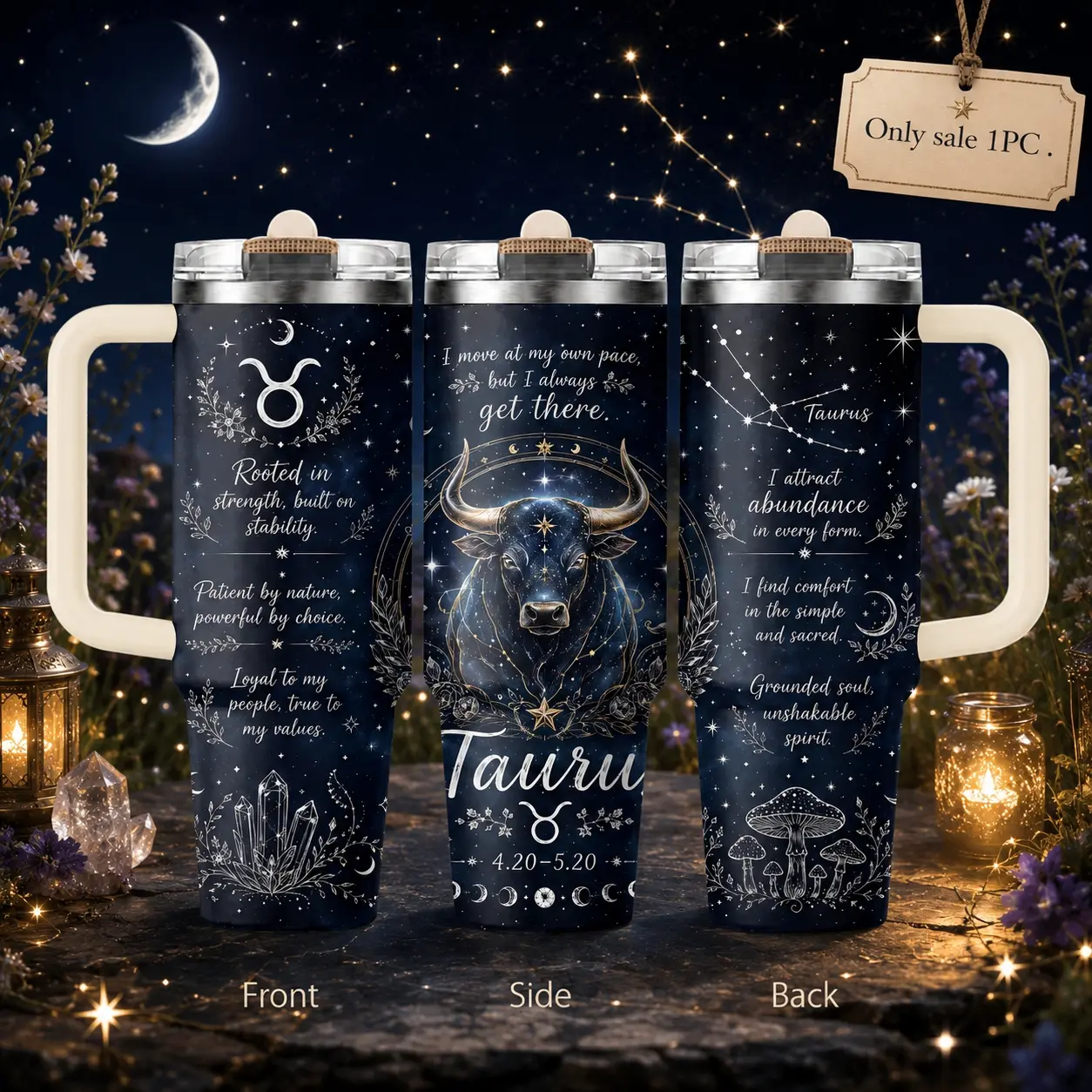 Aries Taurus Gemini Cancer Leo Virgo Water Bottles 40oz 3rd Gen Vacuum Insulated Tumbler with Handle & Straw Lid, Leak-Proof Stainless Steel Travel Mug for Water, Coffee, Gym, Office, Car Cup Holder