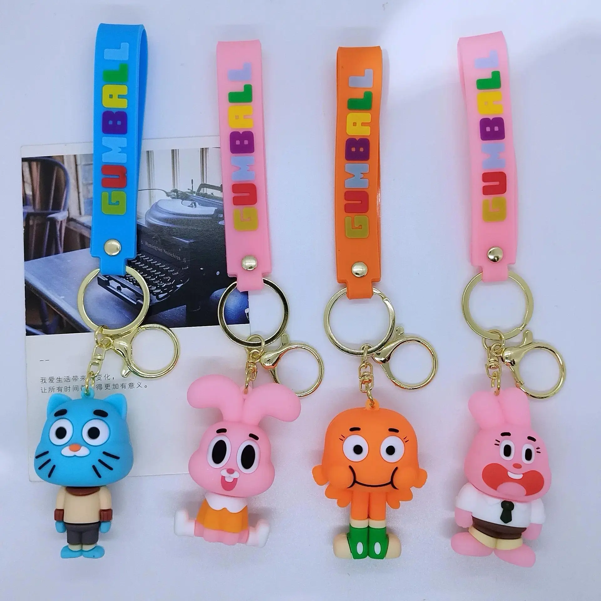 The Amazing World of Gumball Keychain Cartoon Anais Darwin PVC Model Doll Pendant Backpack Decoration Keyring Accessories Gift