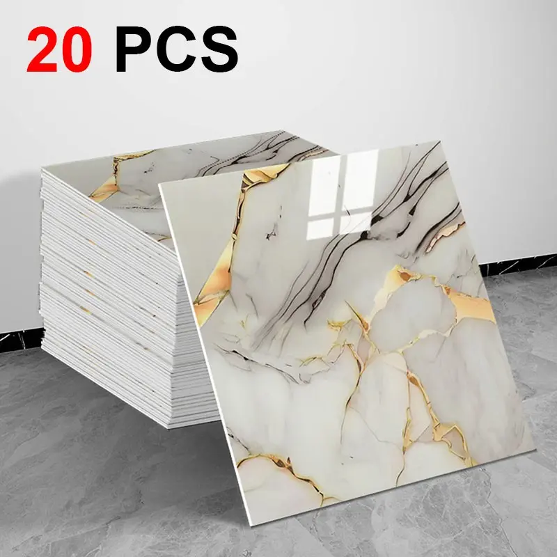 20 Sheets Self-Adhesive Realistic Marble Wallpaper, Waterproof Oilproof Textured DIY Decor, Easy Apply for Interior Wall Living Room Bedroom Shop Name Decoration