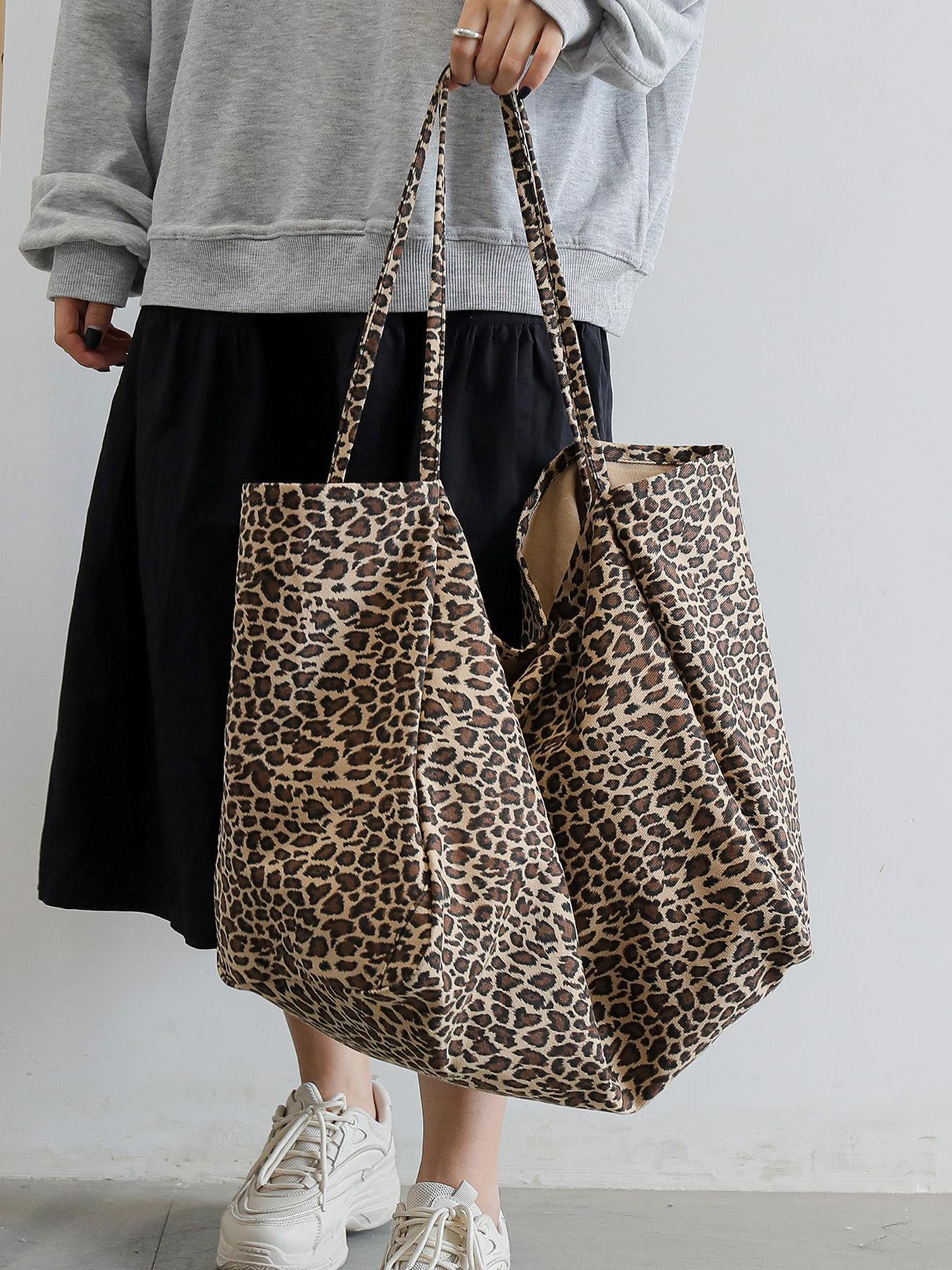 Women's Fashion Leopard Pattern Tote Bag, Large Capacity Shoulder Bag for Daily Used, Casual Trendy Versatile High-quality Daily Commuting Bag, Girl Fashionable Shopping Bag