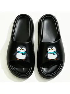 1 pair of unisex ultra-soft, thickened EVA material home slippers/sandals, featuring a cute penguin pattern, high quality and comfortable, lightweight and breathable. Whether at home, in the bathroom, or while traveling