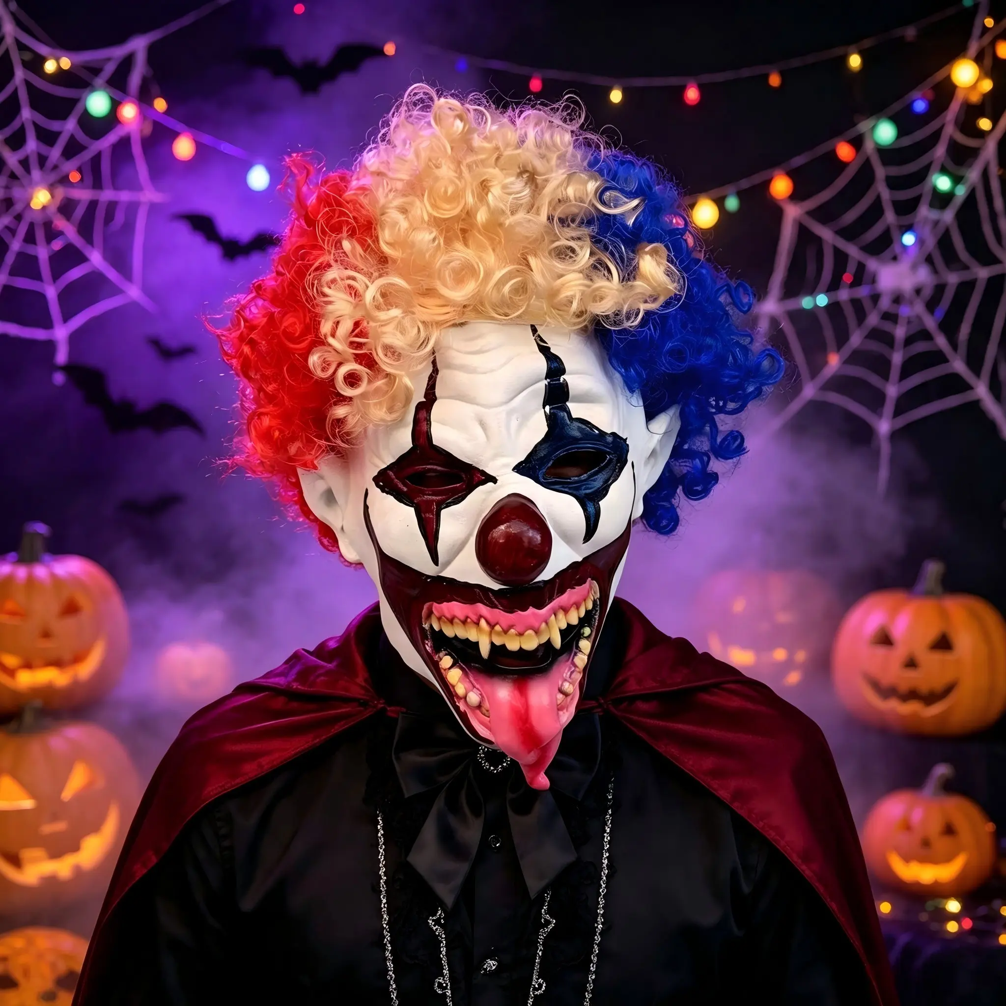 1pc Explosive Hair Horror Clown Mask, Halloween Theme Party Decoration Prop, Fun and Spooky Accessory for Festive Celebrations