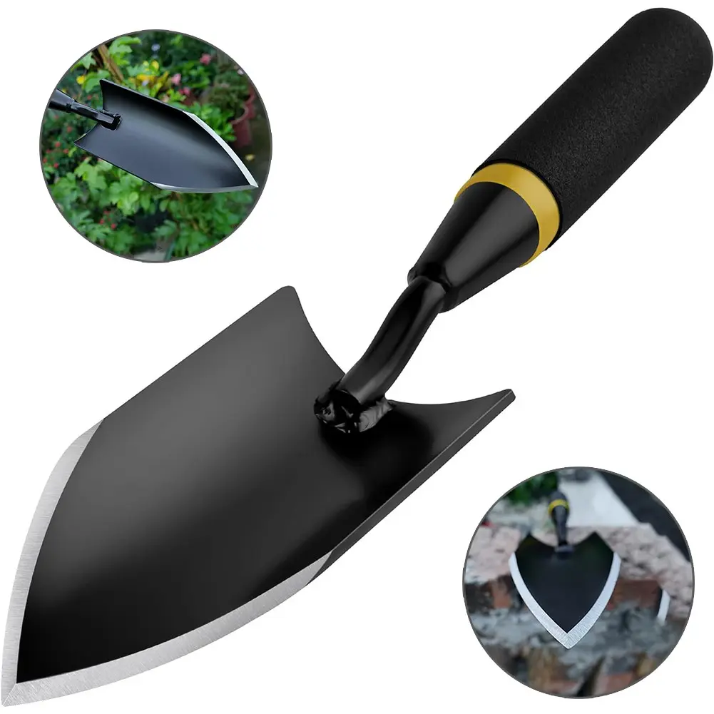 Gardening Spade Heavy Duty Carbon Steel Garden Fork Non-Slip Rubber Handle for Digging Planting Transplanting