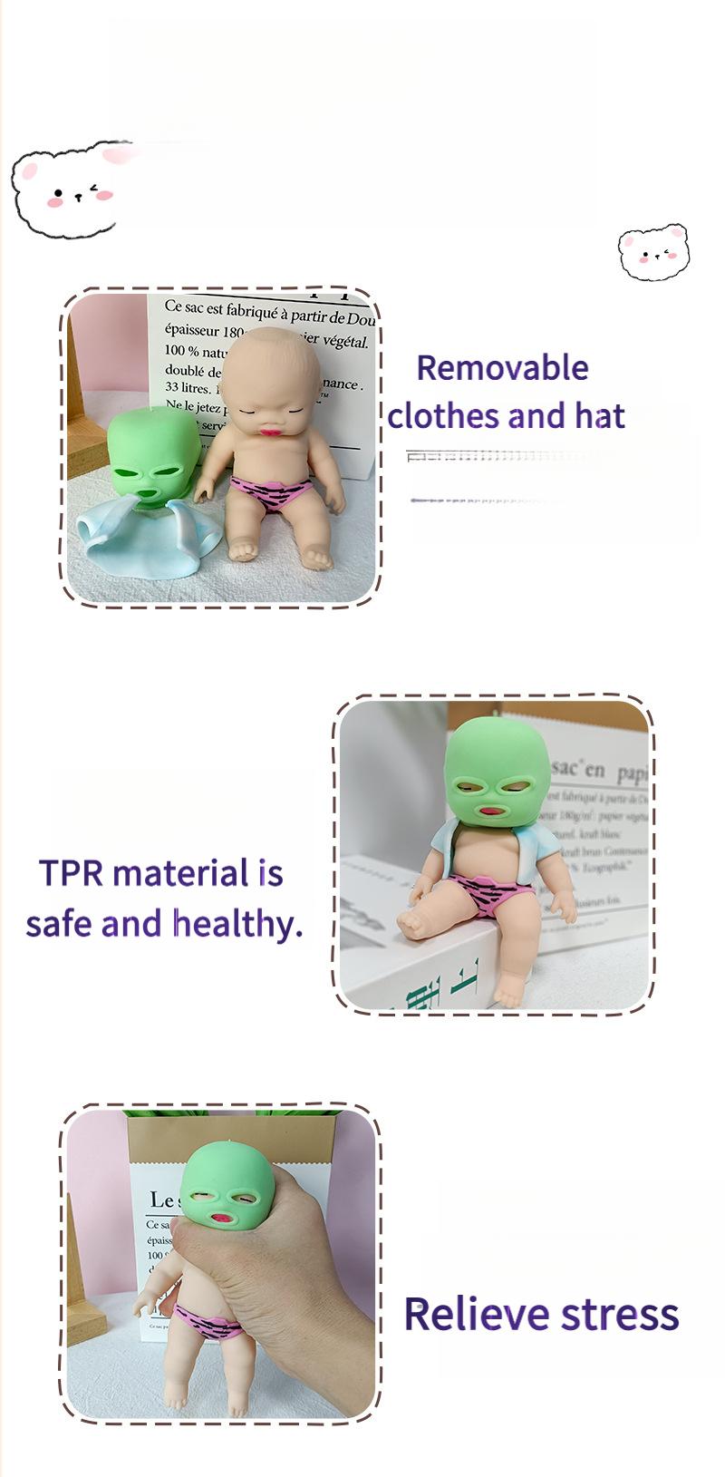 Funny Mask Stress Relief Toy, 4 Inch Quirky Collectible Desk Toy Doll, Soft Touch Squeeze Figure for Adults and Novelty Gift Lovers (1pc) ,