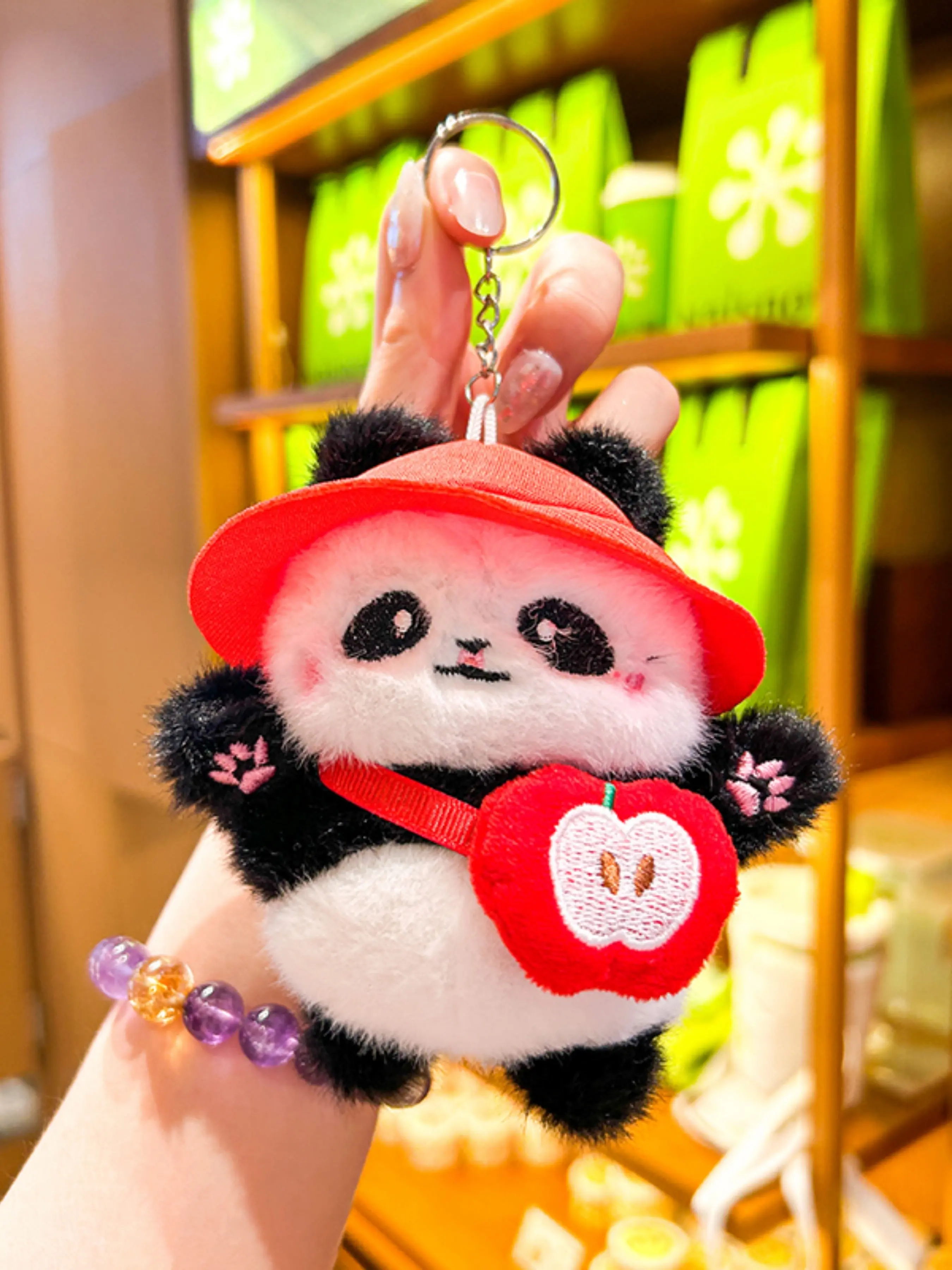 Cute Plush Panda Keychain, Seasonal Bag Charm, Creative and Fun, Perfect Gift for Friends, Party Accessory, Unisex Couple Item