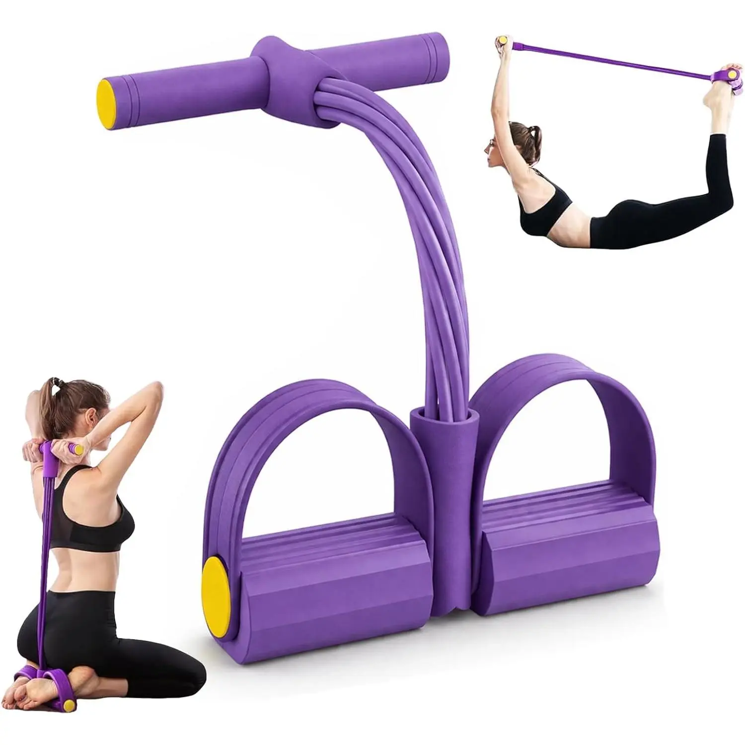 outdoors Upgraded Pedal Resistance Band with Handle, Tube Pedal Resistance Device with Thickened 6 Tension Ropes, Soft Durable Fashion Puller Exercise for Abdomen, Waist, Arm, Leg, Core/ABS