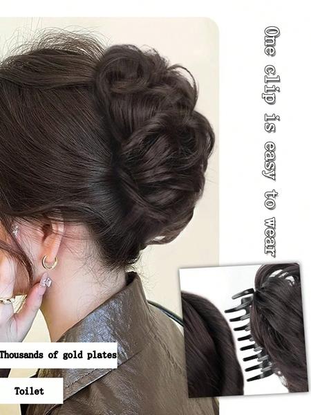 Women's Curly Hair Bun Clip-In Wig, Synthetic Extensions, Short Synthetic Hairpiece for Women & Girls, Perfect for Daily Use & Parties