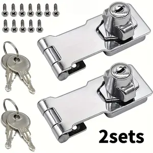 2 sets of heavy-duty 2-in-1 lock (key+screw) 90-degree rotating locking device, easy to install, suitable for metal/wood cabinets, desks, wardrobes, toolboxes, mailboxes, offices and hotel lock sets.