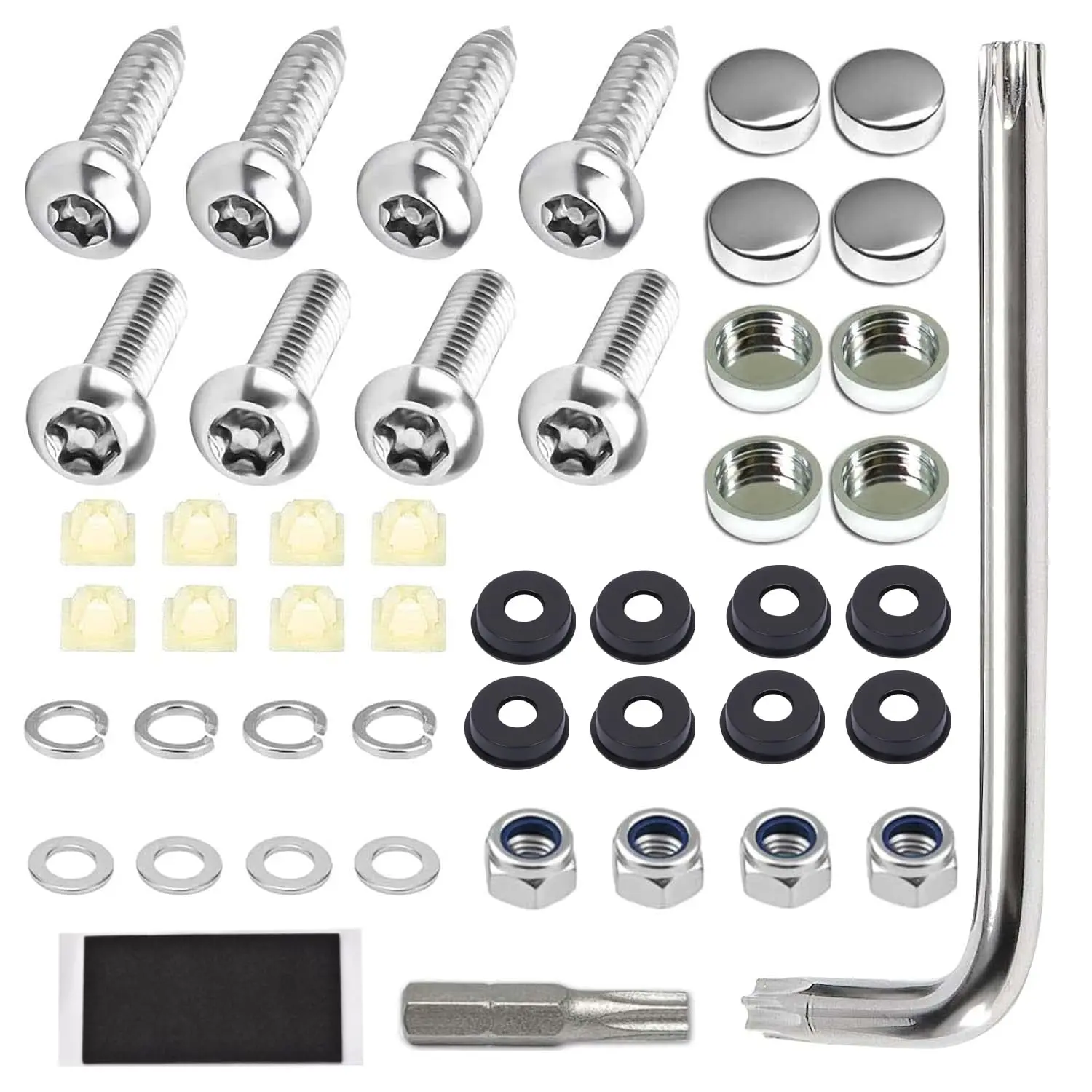 Anti   Plate Screw Kit Tamper Proof  Screws   Plate  304 Stainless Steel Plate Mounting Hardware - 1/4’’ Screws with Chrome Screw Caps