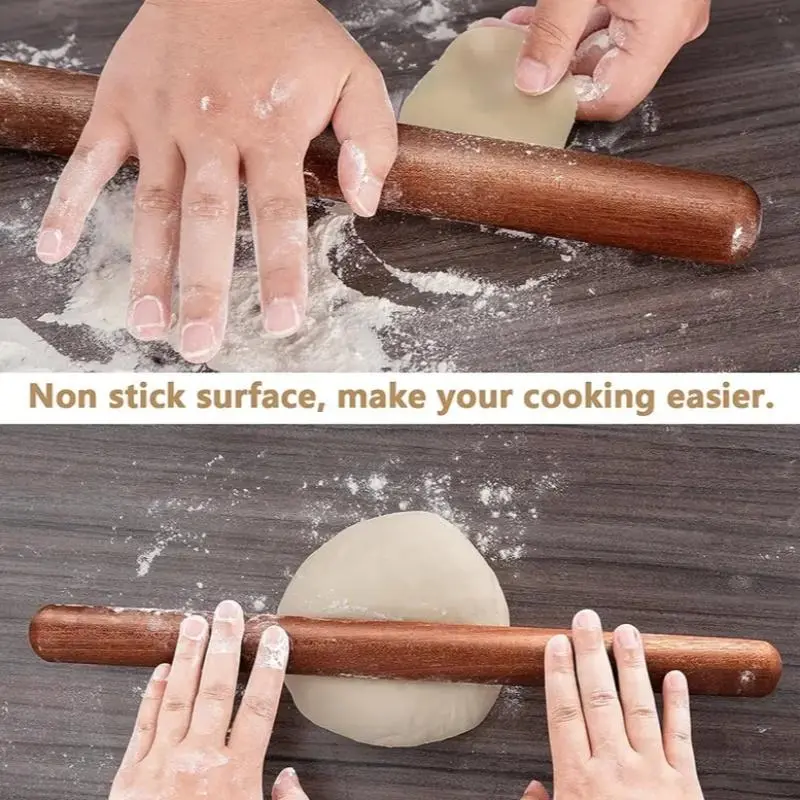 Wooden Rolling Pin, 1 Count Non-stick Dough Roller, Kitchen Baking Utensils for Pastry, Pizza, Pie, Cookie, Dumpling, Noodle, Kitchen Accessories