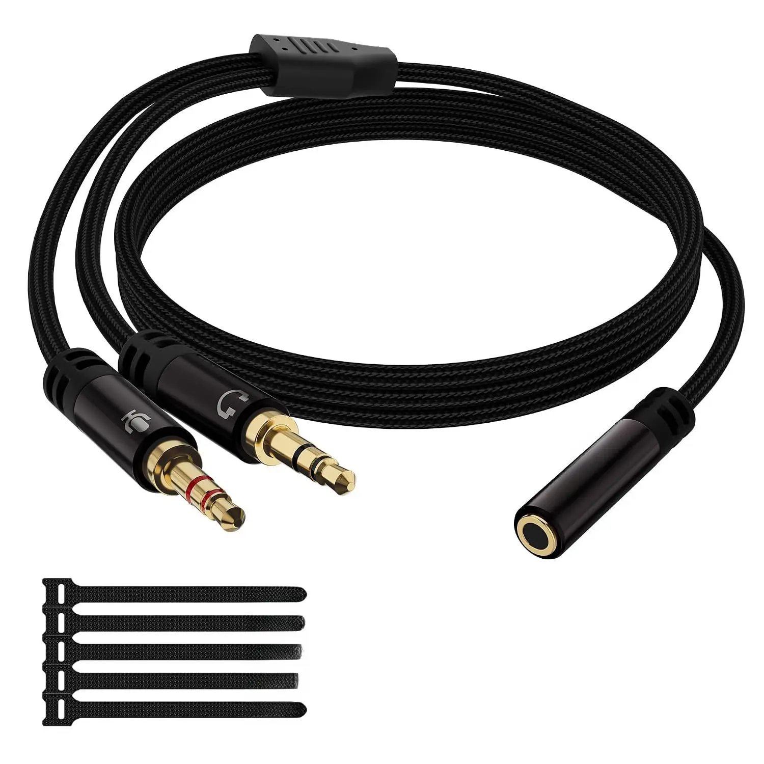 Headphone Splitter for , 3.5mm Female to  3.5mm Male Audio Splitter , Stereo Jack Earphones Headset to PC Laptop Adapter, 1/8inch 2-in-1 Y Separator Aux Dongle Converters, 1FT