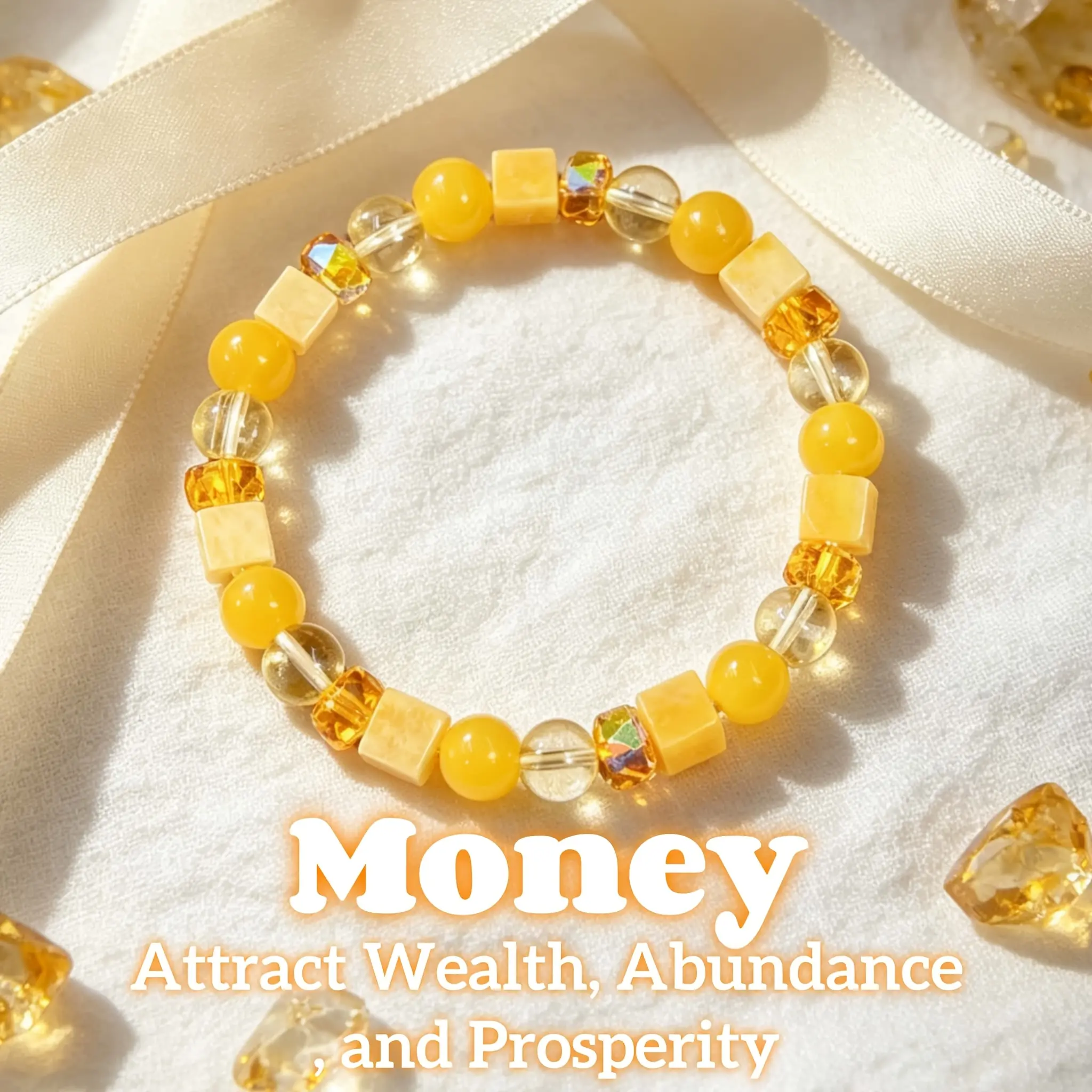 Natural Citrine Beeswax Combination Bracelet, Attracting Abundance And Success, Wealth Blessing Jewelry, Versatile Gift for Daily Commuting, Handmade, Elastic Cord, Good Luck for Daily Wear, Light Jewelry Niche Jewelry, Suitable for Dating