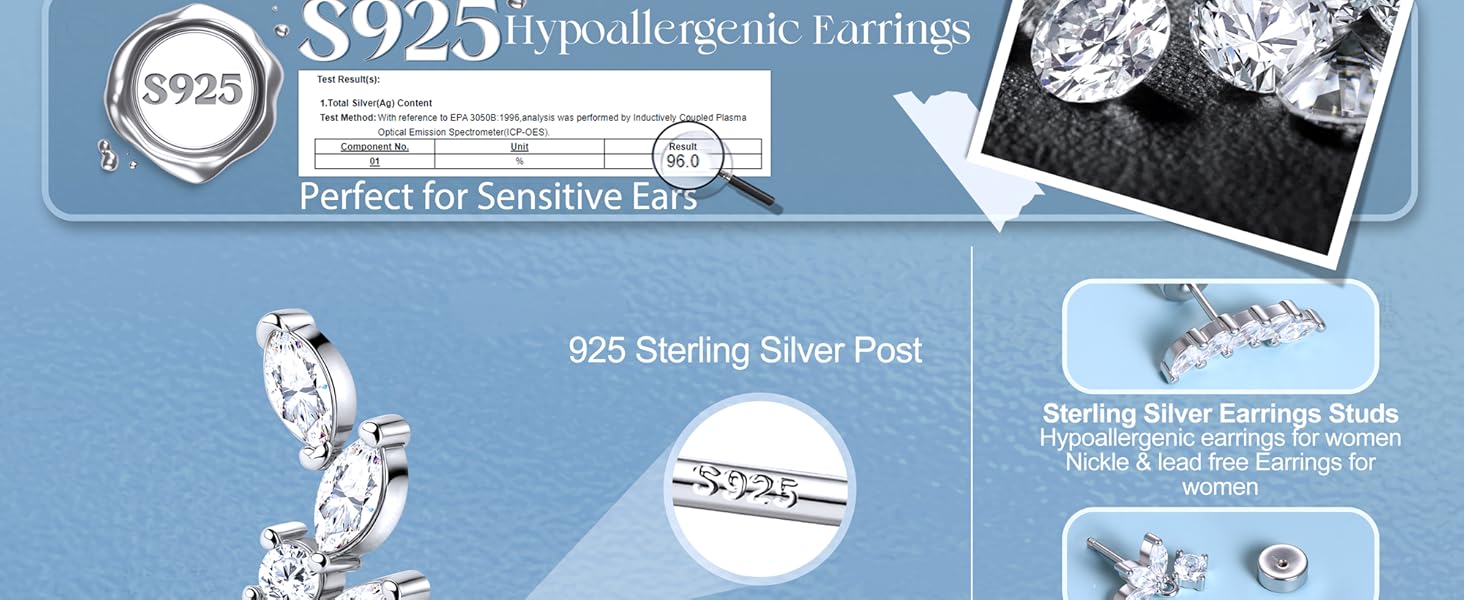 CASSIECA 1Pairs Cartilage Earrings for Women Flat Back 925 Sterling Silver Post Stud Flatback Earrings for Sensitive Ears-20G Ear Crawler Climber Cartilage Earring Tragus Conch Helix Piercing Jewelry CASSIECA 1Pairs Cartilage Earrings for Women Flat Back 925 Sterling Silver Post Stud Flatback Earrings for Sensitive Ears-20G Ear Crawler Climber Cartilage Earring Tragus Conch Helix Piercing Jewelry