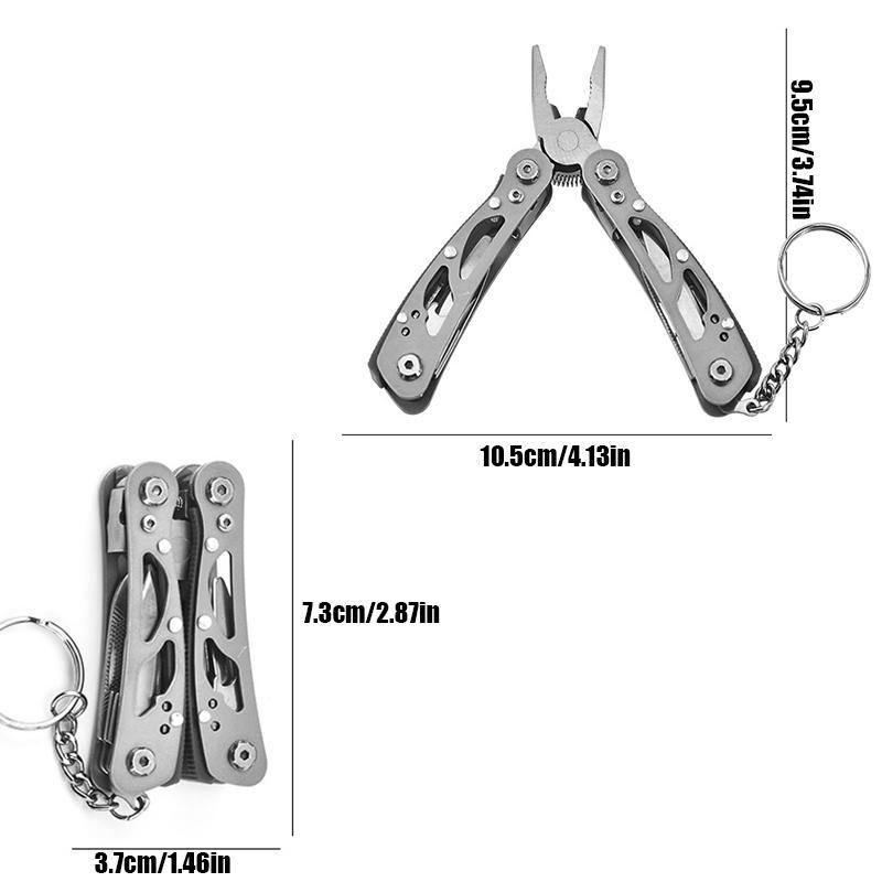 Silver Color Folding Pliers Stainless Steel Multi-Function Tool Clip, Comfort Grip Non-Slip Design Compact Portable Storage Easy Carry