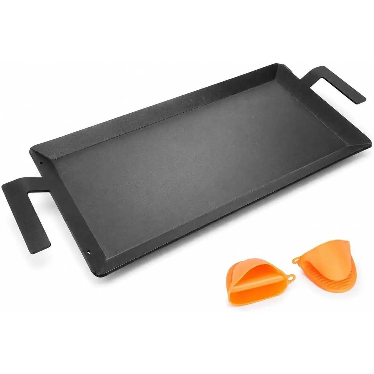 24" x 10" Carbon Steel Griddle, NonStick Grill Pan for Gas Grill, Induction Professional Flat Top Griddle Plate for Double Burner, Electric, Pancakes, for Eggs and Burgers, Indoor & Outdoor Use