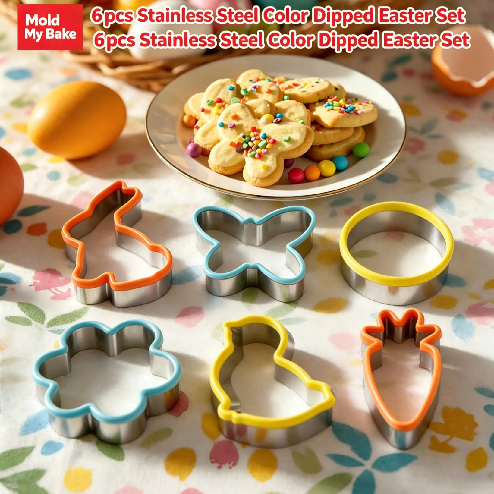 6-Piece Animal Cookie Cutter Set, Stainless Steel Baking Molds, Rabbit Butterfly Chicken Designs, Perfect for Christmas Easter Decorations