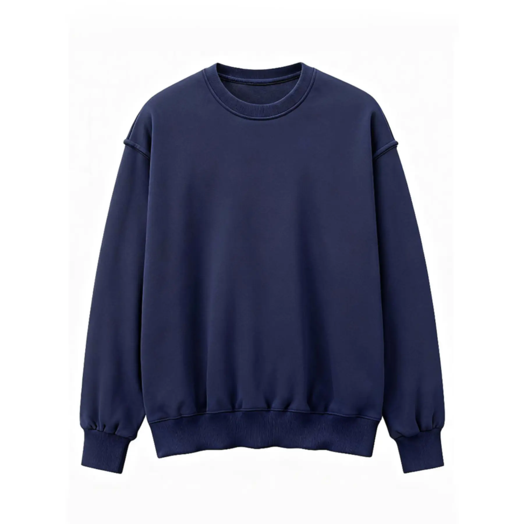 Men's 380G Black Fleece Crewneck Sweatshirt, Heavyweight Pullover Long Sleeve Top (S-2XL)