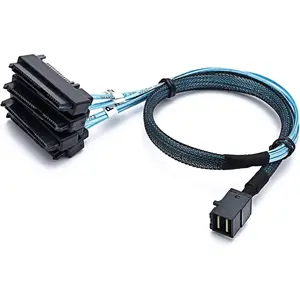SFF-8643 Internal Mini SAS HD to 4 29pin SFF-8482 connectors with SAS 15pin Power Port 12GB/S Cable 1M