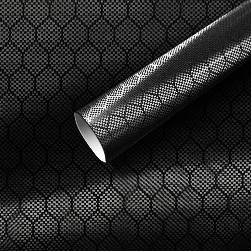 PET Black Hex Carbon Honeycomb Carbon Metallic Vinyl Wrap Film Car Motorcycle DIY Decal Sticker With Air Release Self Adhesive
