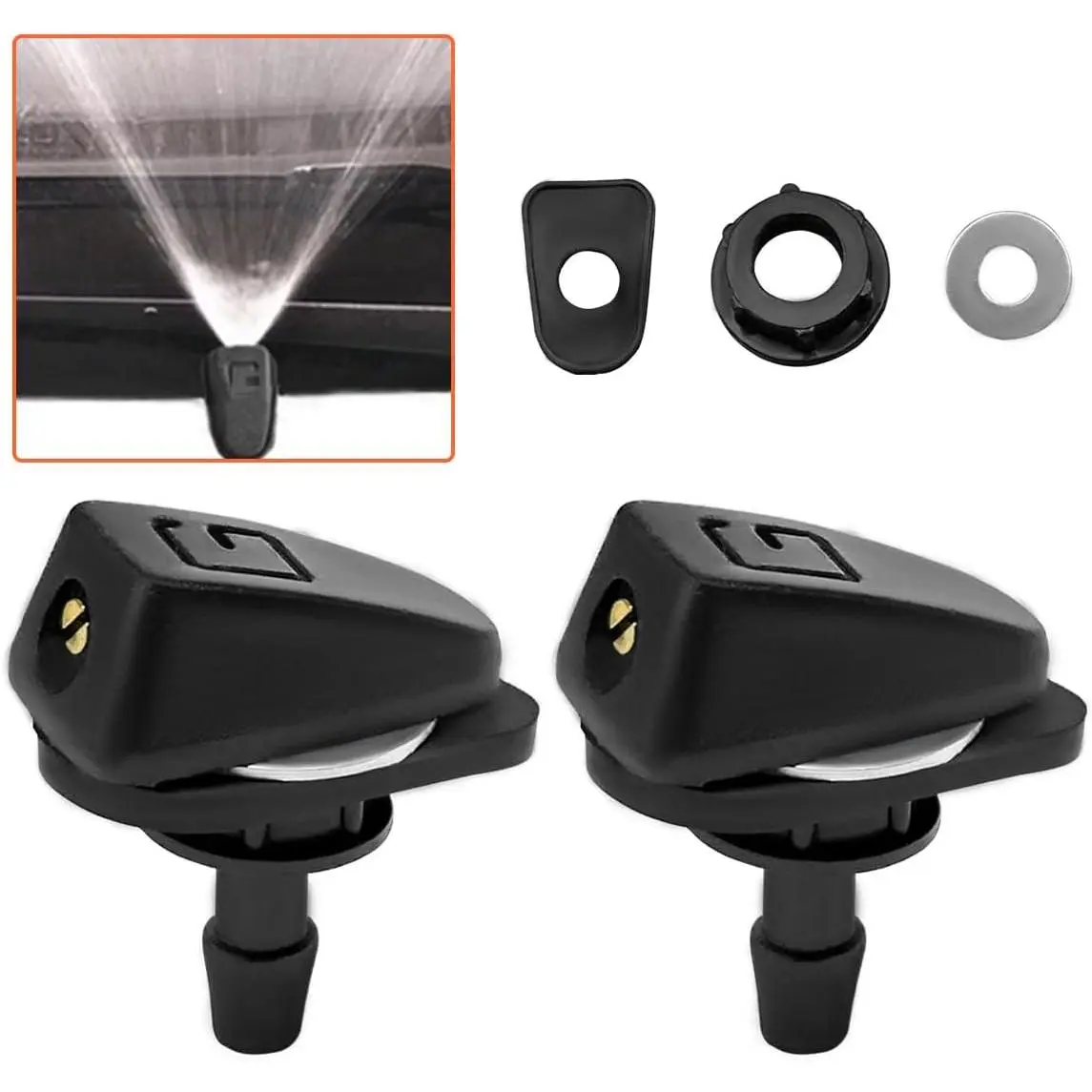 2 count  Front Windshield Washer Nozzle Kit, 0.31" Sprayer   Wiper Nozzles, Adjustable Fan-shaped Auto Windshield Sprayer,  Single Hole Nozzle   for   (Style 1)