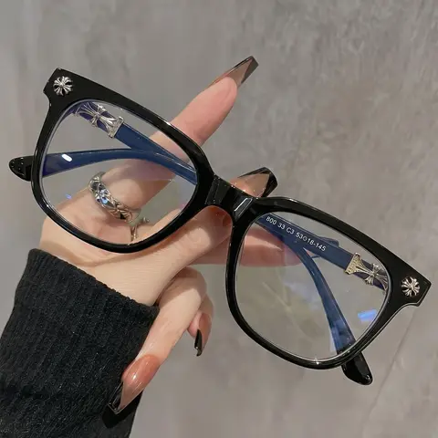 New Fashionable Trendy Plain Casual Stylish Glasses, Retro Metal Frame Blue Light Blocking Eyewear, Stylish and Unique Design for Daily Use, Everyday Eyewear