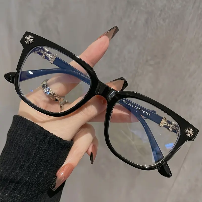 New Fashionable Trendy Plain Casual Stylish Glasses, Retro Metal Frame Blue Light Blocking Eyewear, Stylish and Unique Design for Daily Use, Everyday Eyewear
