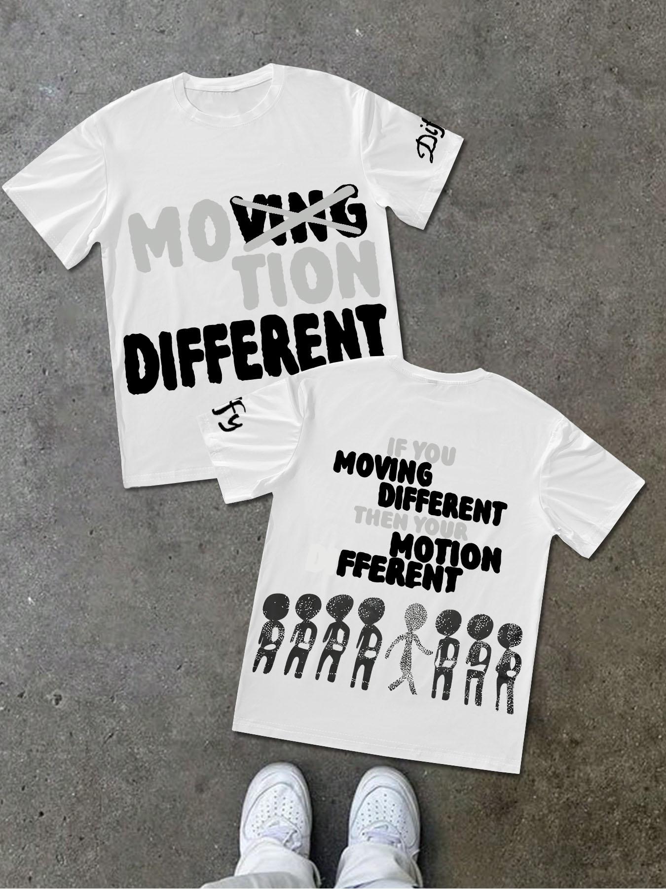 Men's and Women's Short Sleeve T-Shirt with Letter Character Print, Stylish Casual Fit Summer Tee for Youth, Versatile American Trendy Style