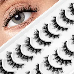 GROINNEYA 10 Pairs Cat Eye Lashes Natural Makeup Full Strip Eyelashes Voluminous 5D Faux Mink Lashes Criss-Cross False Eyelash Angel Lashes,Winged End Eye Elongated,Suitable For Daily And Date,Party,Vacation Lashes Lift,Makeup Supplies,Waterproof,Reusable