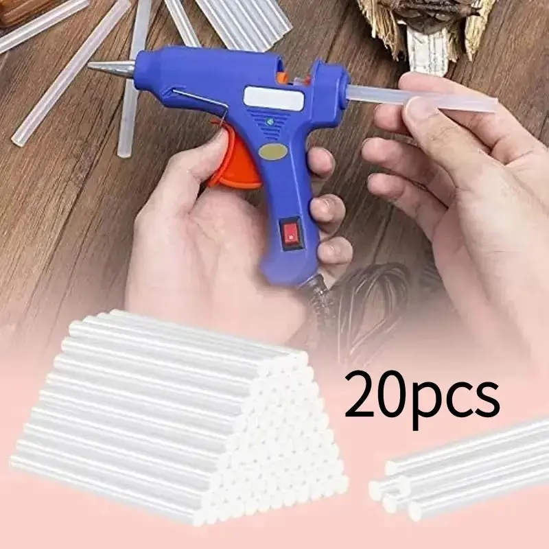 20pcs Clear Hot Melt Glue Sticks, Bubble-Free, Strong Bond Glue, Strong Adhesive Eva Glue Sticks, All-Purpose for DIY Crafts, Home Repairs & Industrial Applications