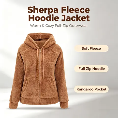 Women's 2026 Fall Winter Thick Fleece Zip-Up Hooded Thermal Plush Outerwear - Casual Athletic Sports Coat, Jackets for Women's Clothing