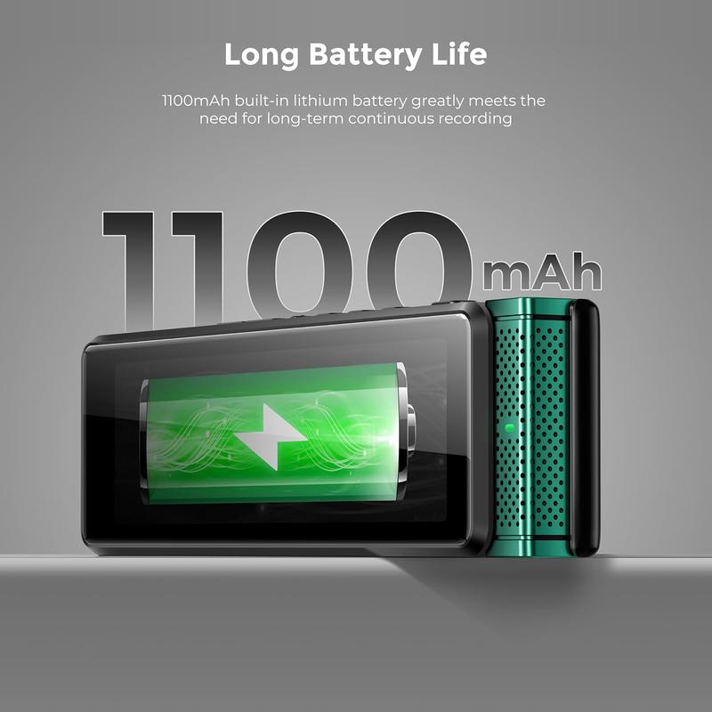 136GB Digital Voice Recorder with Playback,  R1 Full Touchscreen Voice Recorder with AI Intelligent Transcription and , Voice Activated Sound Audio Recorder Device with Mic (Green)