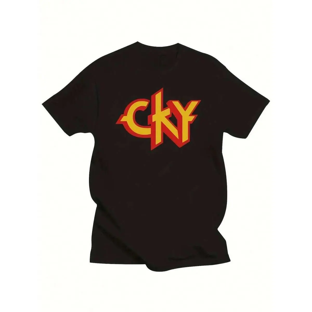 CKY Graphic T-Shirt For Ryan Dunn - Casual Crew Neck, Short Sleeve, Summer Tee With Bold Red & Yellow Design, Lightweight Polyester Blend, Perfect For Casual Attire