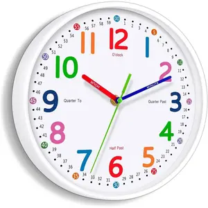 Kids Wall Clock Non-Ticking Battery-Powered 8 Inch Ideal for Teaching Time and Stylish Décor for Any Room