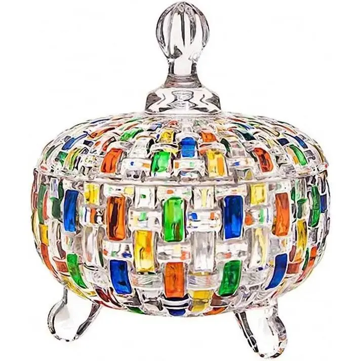 Elegant-Hand Painted Colorful Large  Glass Candy Box,Christmas Candy jars with Lid,Storage  Jar,Candy dish covered,  for Family -24 oz-Cute Candy servers.