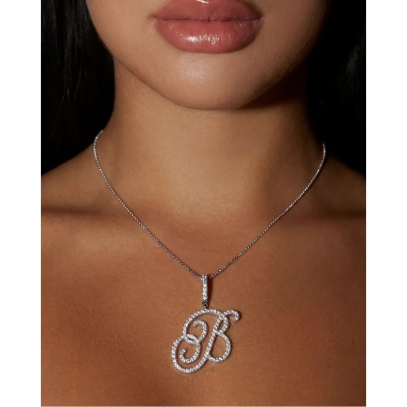 Nova Rose Custom Script Initial Necklace - Personalized Initial Necklace Pendant Jewelry Durable Brass.