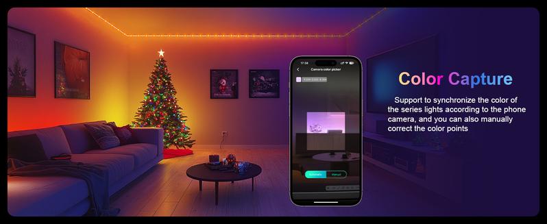 Smart Fairy String Lights, 33ft 100 LED - APP & Remote, USB Powered, IP65, Outdoor Indoor, music sync,12 Modes, Multicolor Deco for Christmas Bedroom Parties Outdoor Camping