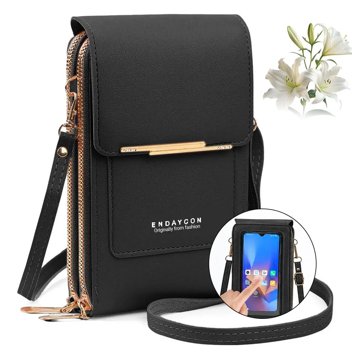 Women's PU Leather Touch Screen Crossbody Phone Bag with Adjustable Strap, Detachable Coin Pouch, Hands-Free Wallet Purse for Adults, Fits iPhone & Android, Casual Use, Graduation Gift (Summer 2026 Trend), Graduation Gifts, Magnetic Closure, Multi-Compart