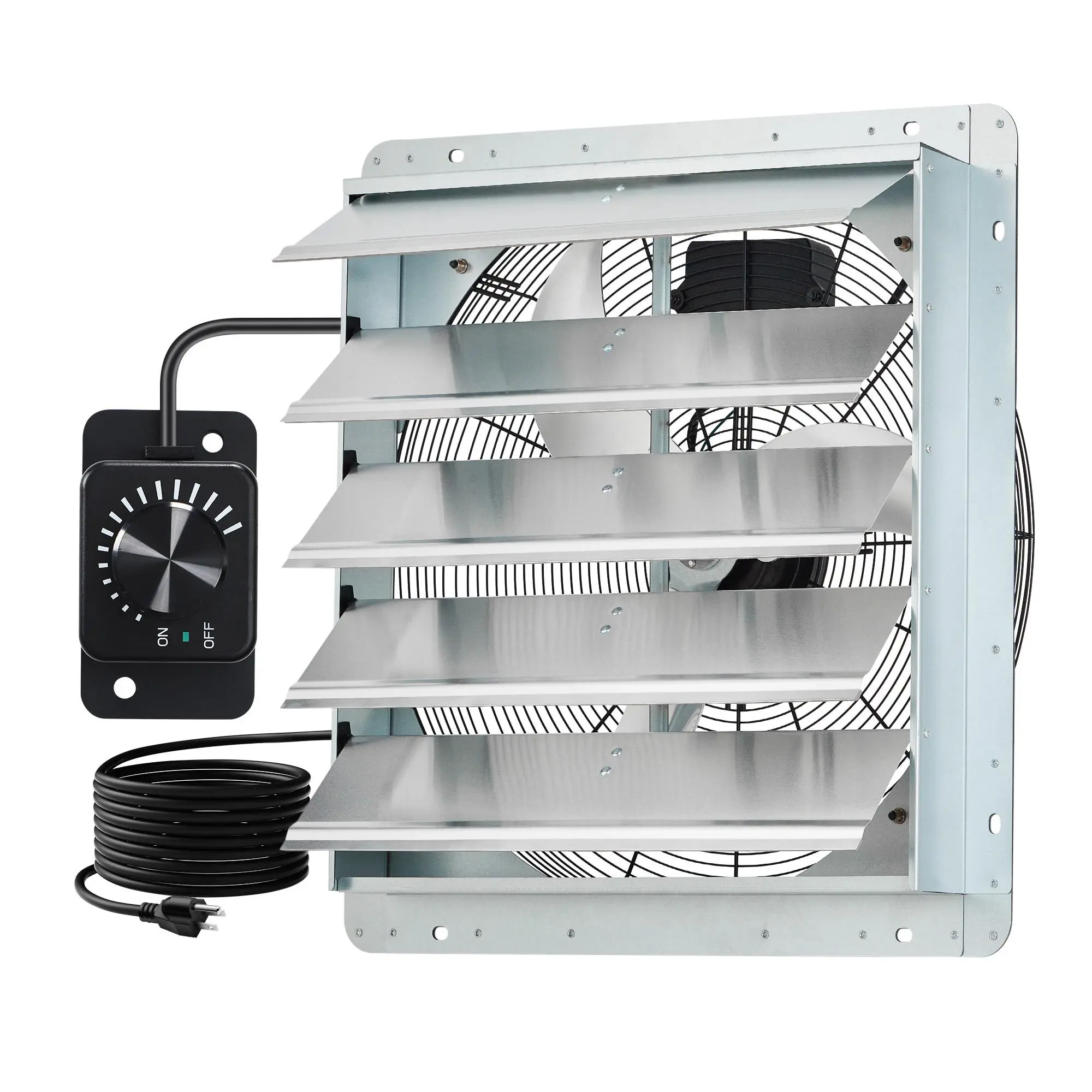 20 Inch Shutter Exhaust Fan with Speed Controller 4000 CFM Wall Mounted Commercial Exhaust Fan Energy Saving EC Motor Quiet Heavy Duty Metal Ventilation Fan for Garage Attic Greenhouse Workshop Shed Aluminum Shutter