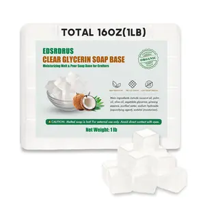 1LB Unscented Transparent Glycerin Soap Base for DIY Handmade Soap, Moisturizing Melt and Pour Crafting Soap with Vegetable Glycerin & Coconut Oil, Easy to Cut
