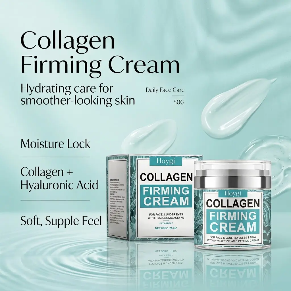 Vitamin E & Hyaluronic Acid Face Cream, Hydrating Daily Moisturizer for Dry, Dull-Looking Skin, Lightweight Smoothing Facial Care for Softer, Supple, Plump-Looking Skin, Fine Line Appearance, Daily Face and Neck Moisture Care