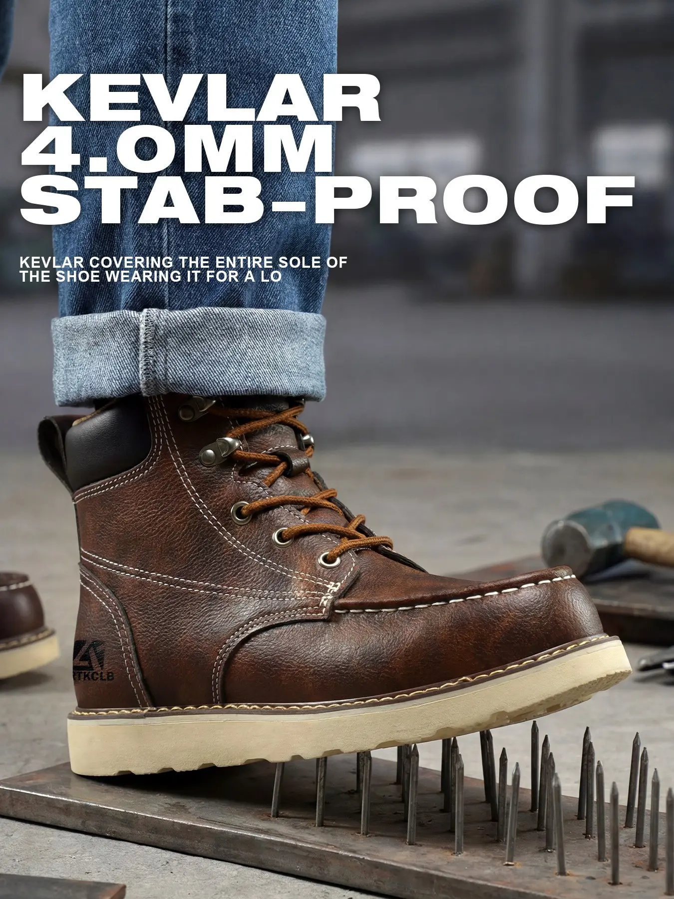 Men's Vintage Work Boots with Steel Toe, Anti-Compression and Piercing Protection, Ideal for Workshop, Construction Site, Warehouse, Outdoor Activities