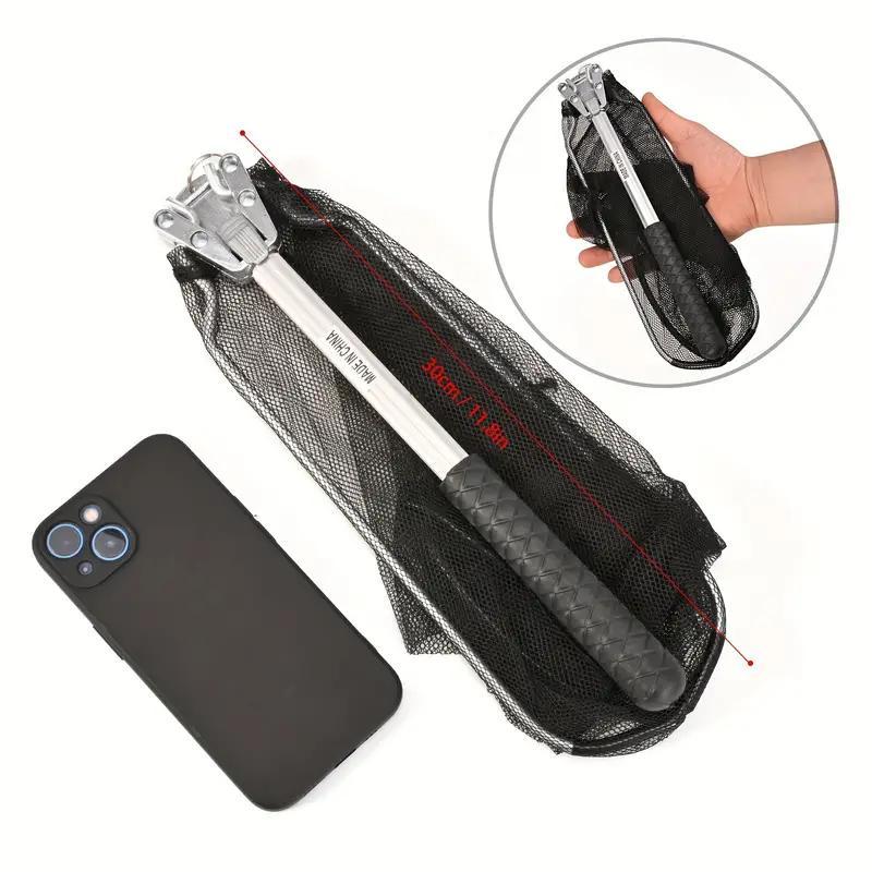 Fishing Net with Long Durable Extendable Handle, Foldable Nylon Mesh, Suitable for Freshwater and Saltwater, Extends to 19 Inches